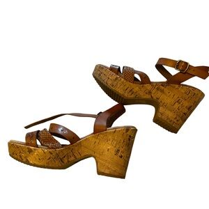 Jellypop Brown Cork Wedge Sandals